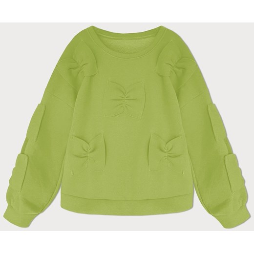 Ciepła bluza damska z kokardkami limonka (23999) ze sklepu goodlookin.pl w kategorii Bluzy damskie - zdjęcie 175106187