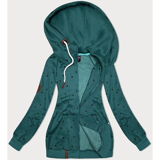 Damska bluza z kapturem gwiazdki zielona (2305) ze sklepu goodlookin.pl w kategorii Bluzy damskie - zdjęcie 175106236