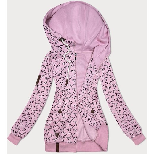 Sportowa bluza z kapturem w jaskółki różowa (2309) ze sklepu goodlookin.pl w kategorii Bluzy damskie - zdjęcie 175106287