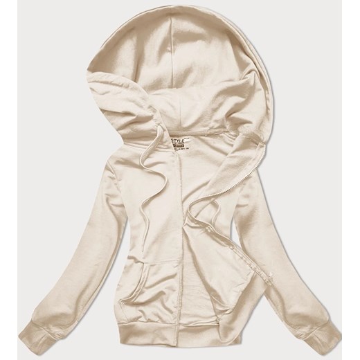 Rozpinana bluza damska z kapturem ecru (W08-67-132) ze sklepu goodlookin.pl w kategorii Bluzy damskie - zdjęcie 175106375