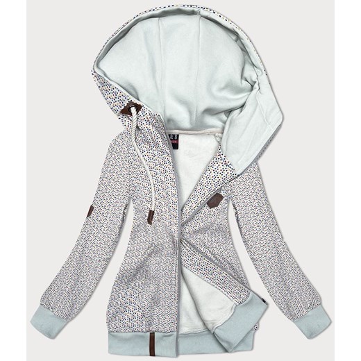 Rozpinana bluza z kapturem w drobne serduszka biała (2316) ze sklepu goodlookin.pl w kategorii Bluzy damskie - zdjęcie 175106377