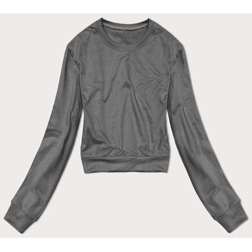 Cienka krótka bluza dresowa damska ciemnoszara (8B938-5) ze sklepu goodlookin.pl w kategorii Bluzy damskie - zdjęcie 175106395