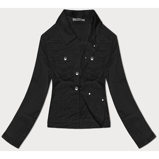 Dżinsowa kurtka damska na guziki plus size czarna (W028-B) ze sklepu goodlookin.pl w kategorii Kurtki damskie - zdjęcie 175106437