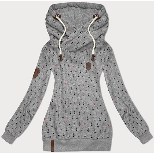 Wzorzysta bluza damska ciemnoszara (2304) ze sklepu goodlookin.pl w kategorii Bluzy damskie - zdjęcie 175106609