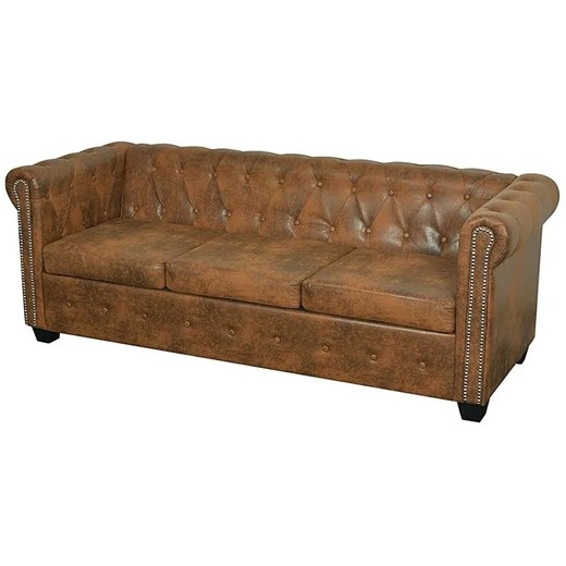 3-osobowa brązowa sofa w stylu Chesterfield - Xavier 3Q ze sklepu Edinos.pl w kategorii Sofy i kanapy - zdjęcie 175107088