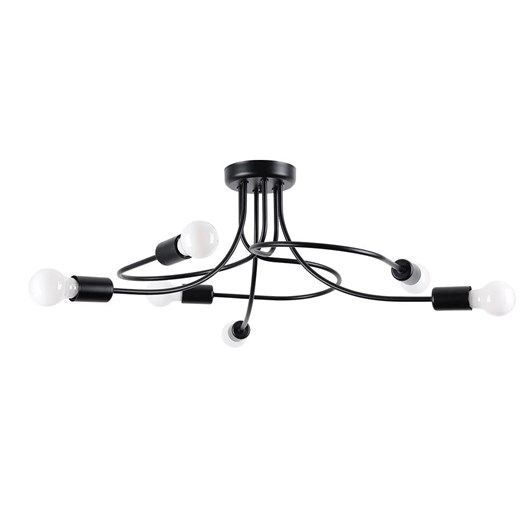 Czarna lampa sufitowa z wygiętymi ramionami loft - A636-Vrado Lumes One Size Edinos.pl