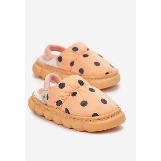 Pomarańczowe Nakrapiane Kapcie na Piankowej Podeszwie z Odkrytą Piętą i Renee 24-25 renee.pl
