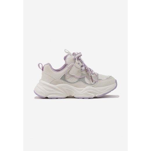 Fioletowe Brokatowe Buty Sportowe Sneakersy na Tłoczonej Podeszwie Benera ze sklepu renee.pl w kategorii Buty sportowe dziecięce - zdjęcie 175113157