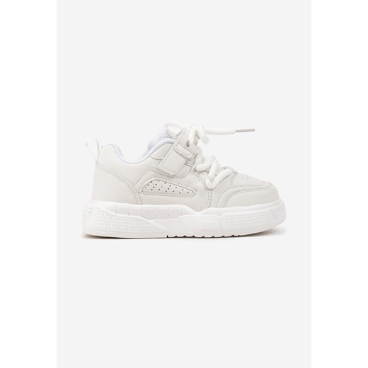 Białe Buty Sportowe Sneakersy ze Skórzaną Wkładką i Grubą Podeszwą Zapinane na Rzep Pezilda ze sklepu renee.pl w kategorii Buty sportowe dziecięce - zdjęcie 175113616