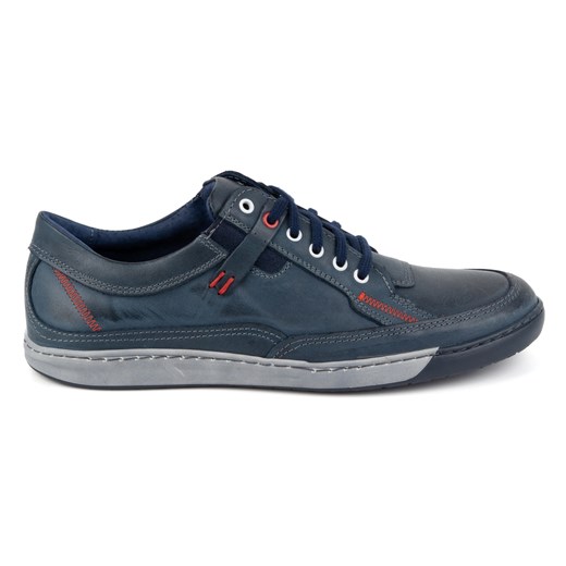 KOMODO Buty męskie skórzane Casual 932k granatowe niebieskie ze sklepu ButyModne.pl w kategorii Półbuty męskie - zdjęcie 175128496