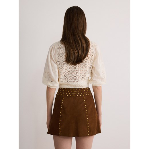 Reserved - Zamszowa spódnica mini - brązowy Reserved M Reserved