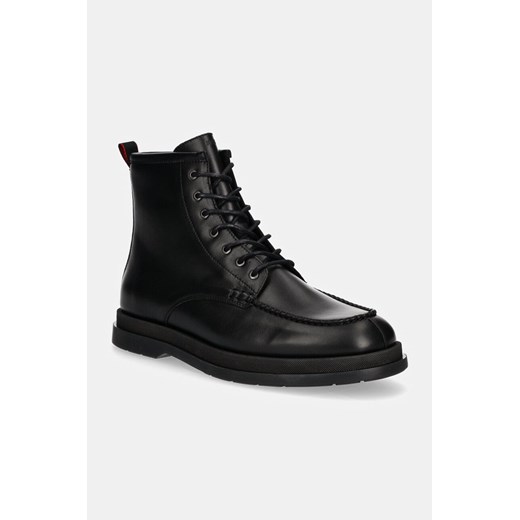 HUGO buty skórzane Chaol męskie kolor czarny 50529015 ze sklepu ANSWEAR.com w kategorii Buty zimowe męskie - zdjęcie 175136136