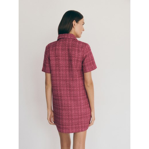 Sukienka Reserved mini prosta fioletowa z tkaniny 