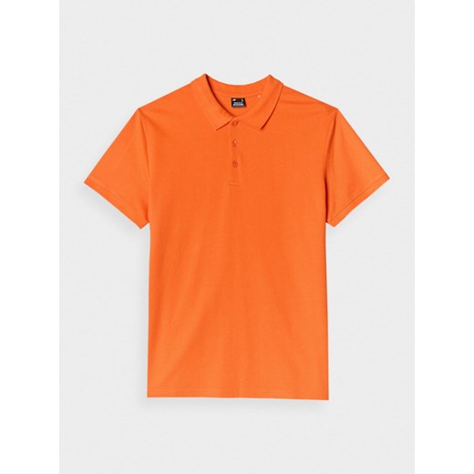 Męska koszulka polo 4F 4FRAW24TPTSM573 - pomarańczowa ze sklepu Sportstylestory.com w kategorii T-shirty męskie - zdjęcie 175141416