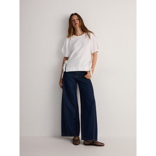 Reserved - Bluzka z wiskozą - złamana biel Reserved S Reserved