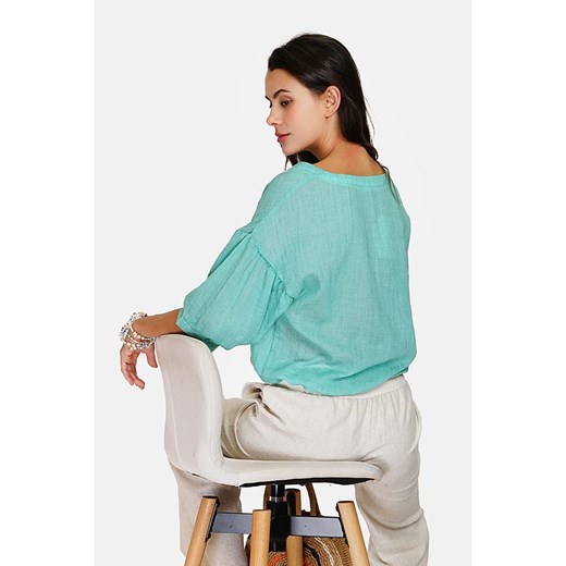 Le Jardin du Lin Lniana bluzka w kolorze turkusowym Le Jardin Du Lin 36 okazyjna cena Limango Polska