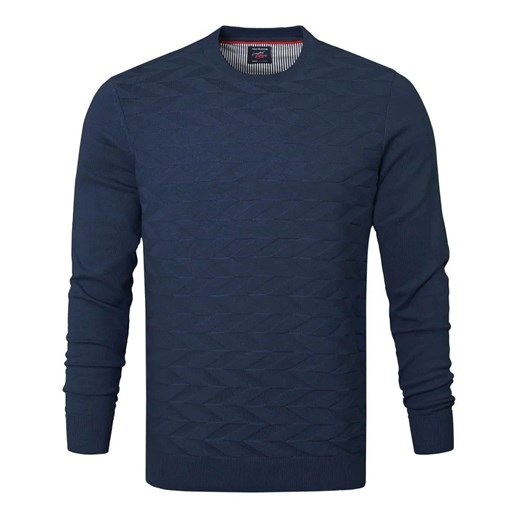 Bawełniany Sweter Pako Jeans - Okrągły Dekolt - Granatowy SWPJNScharmGR ze sklepu JegoSzafa.pl w kategorii Swetry męskie - zdjęcie 175148677