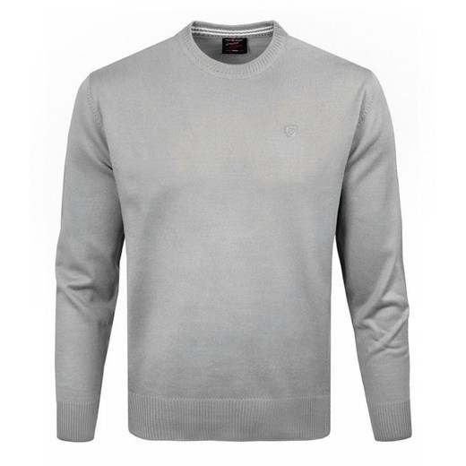 Klasyczny Wełniany Sweter, Okrągły Dekolt (U-Neck) - Pako Jeans - Popielaty SWPJNSbasicSZ ze sklepu JegoSzafa.pl w kategorii Swetry męskie - zdjęcie 175148716
