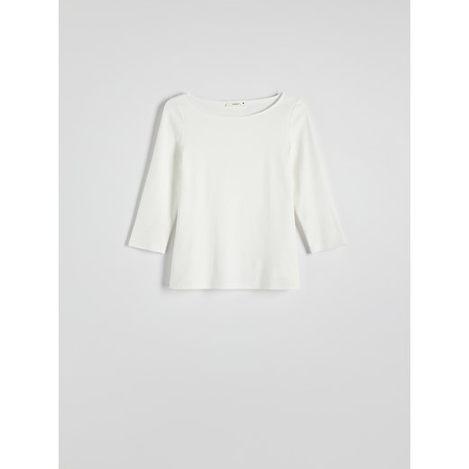 Reserved - Bluzka z bawełny - złamana biel Reserved L Reserved