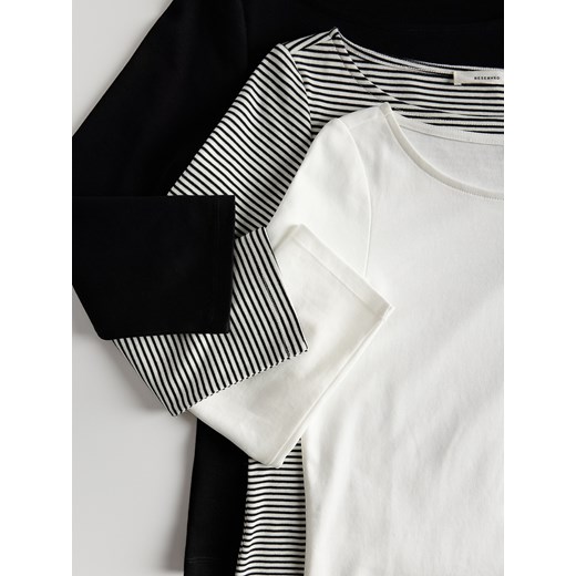 Reserved - Bluzka z bawełny - złamana biel Reserved XL Reserved