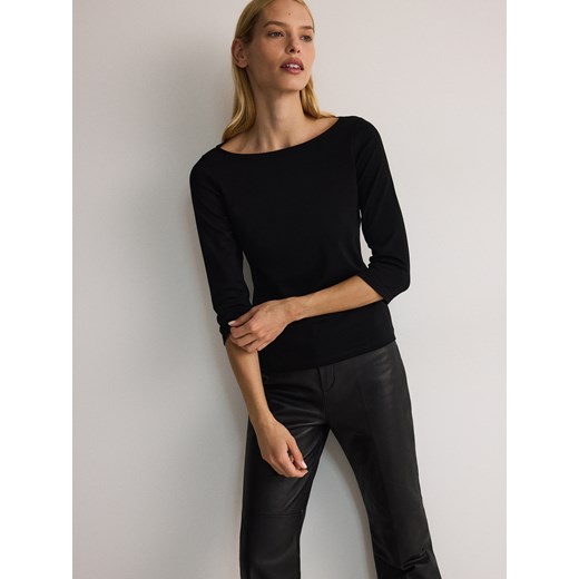 Reserved - Bluzka z bawełny - czarny ze sklepu Reserved w kategorii Bluzki damskie - zdjęcie 175151277