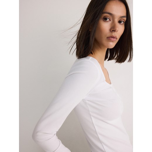 Reserved - Longsleeve z modalem - biały Reserved XL Reserved