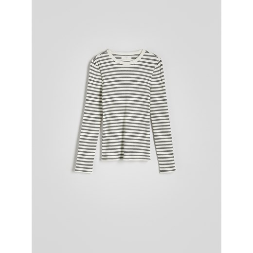 Reserved - Longsleeve z prążkowanej dzianiny - czarny Reserved XS Reserved