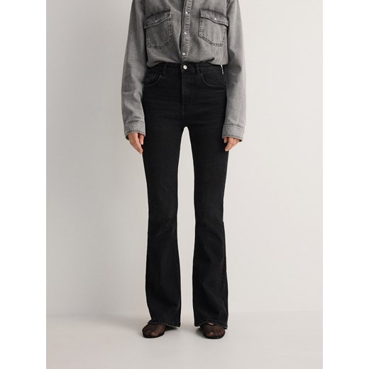 Reserved - Jeansy flare high waist - czarny Reserved 34 Reserved