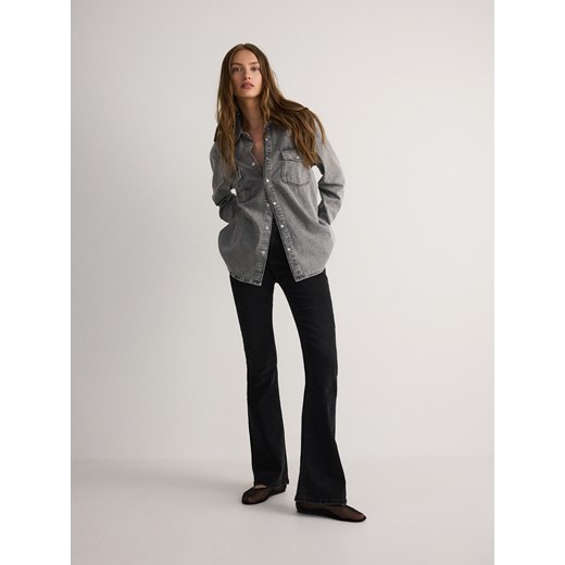 Reserved - Jeansy flare high waist - czarny Reserved 36 Reserved