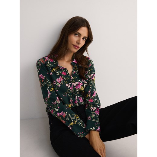 Reserved - Koszula z wiskozy - ciemnozielony Reserved M Reserved