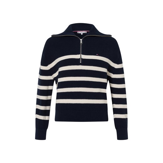 Tommy Hilfiger Sweter damski z dzianiny Kobiety Bawełna granatowy w paski - id: 713622-0001-09990 - marki Tommy Hilfiger - 175155675 Tommy Hilfiger Sweter damski z dzianiny Kobiety Bawełna granatowy w paski ze sklepu vangraaf w kategorii Swetry damskie - zdjęcie 175155675