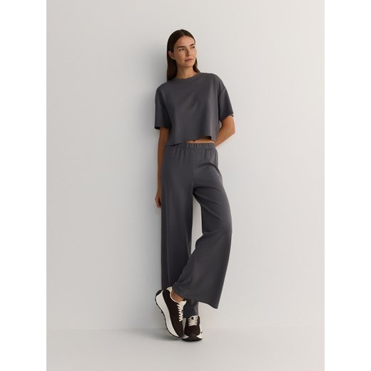 Reserved - Spodnie wide leg - ciemnoszary Reserved XS Reserved
