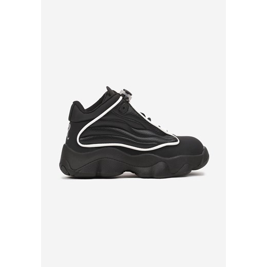 Czarne Buty Sportowe za Kostkę z Ozdobnymi Tłoczeniami i Skórzaną Wkładką Asenobia ze sklepu born2be.pl w kategorii Buty sportowe dziecięce - zdjęcie 175163666