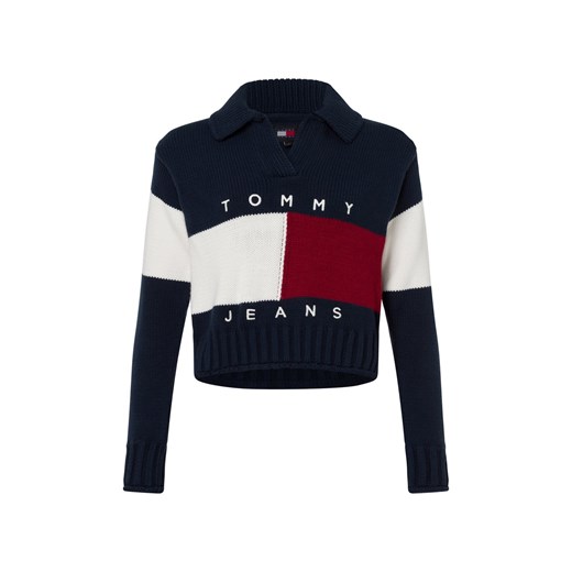 Tommy Jeans Sweter damski z dzianiny Kobiety Sztuczne włókno granatowy wzorzysty ze sklepu vangraaf w kategorii Swetry damskie - zdjęcie 175166235