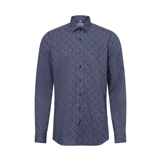 Olymp Level Five Koszula męska Mężczyźni Slim Fit Bawełna granatowy wzorzysty ze sklepu vangraaf w kategorii Koszule męskie - zdjęcie 175166258