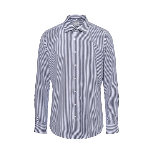 Olymp Level Five Koszula męska Mężczyźni Slim Fit Bawełna granatowy w paski ze sklepu vangraaf w kategorii Koszule męskie - zdjęcie 175166267