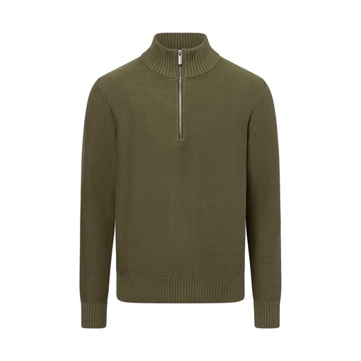 Selected Męski sweter Mężczyźni Bawełna khaki jednolity ze sklepu vangraaf w kategorii Swetry męskie - zdjęcie 175166269