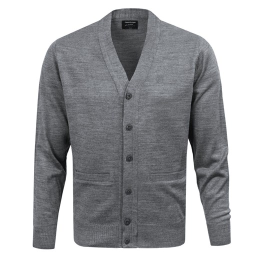 Męski Sweter Wełniany na Guziki - Kardigan - Pako Jeans - Popielaty SWPJNScardONLYgf ze sklepu JegoSzafa.pl w kategorii Swetry męskie - zdjęcie 175167117