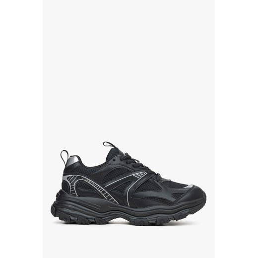 ES8: Czarno-srebrne sneakersy damskie z łączonych materiałów z elastyczną podeszwą ze sklepu Estro w kategorii Buty sportowe damskie - zdjęcie 175167697