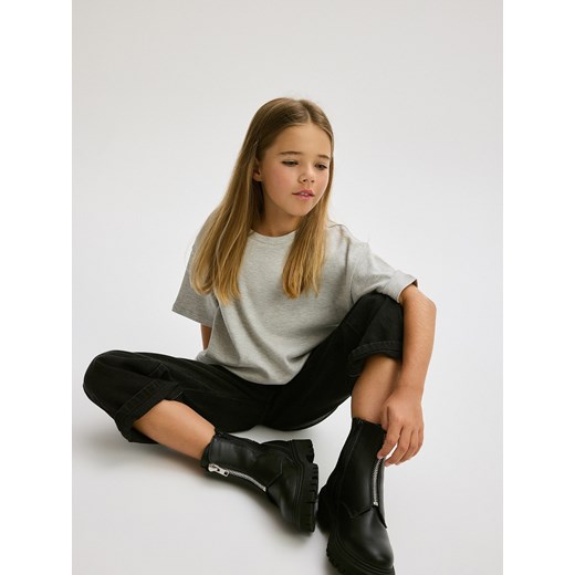 Reserved - Gładki t-shirt - jasnoszary Reserved 122 (6-7 lat) wyprzedaż Reserved