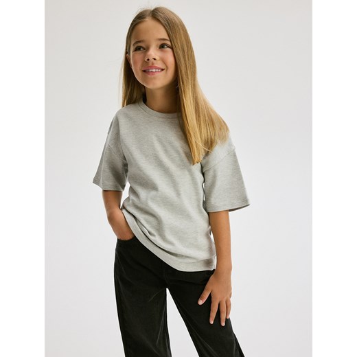 Reserved - Gładki t-shirt - jasnoszary Reserved 128 (7-8 lat) okazja Reserved