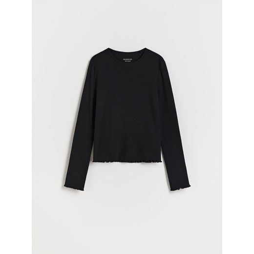 Reserved - Prążkowana koszulka - czarny Reserved 116 (5-6 lat) Reserved