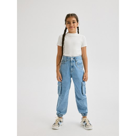 Reserved - Jeansy jogger cargo z łańcuchem - niebieski Reserved 116 (5-6 lat) Reserved