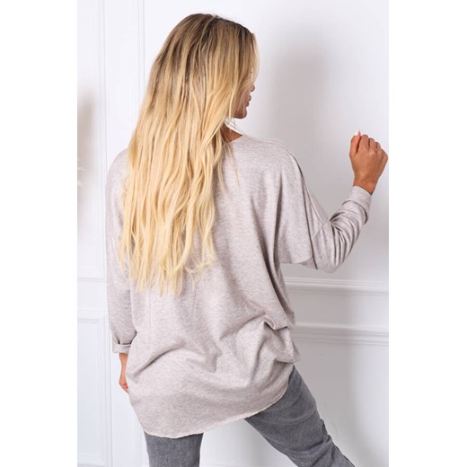 DZIANINOWA BLUZKA Z CEKINOWYM SERCEM- SZARA Olika uniwersalny olika.com.pl