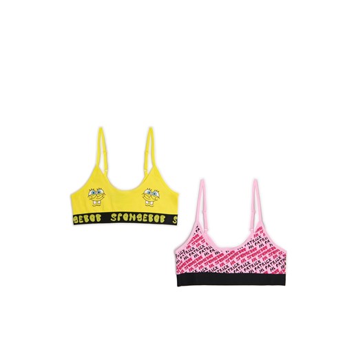 Cropp - 2 pack staników SpongeBob Kanciastoporty - wielobarwny ze sklepu Cropp w kategorii Biustonosze - zdjęcie 175177845
