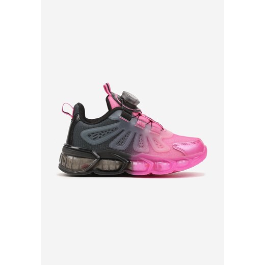 Czarno-Fuksjowe Buty Sportowe Sneakersy na Płaskiej Tłoczonej Podeszwie z Pokrętłem Calanovia ze sklepu renee.pl w kategorii Buty sportowe dziecięce - zdjęcie 175178358