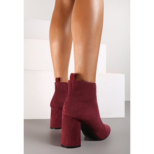 Bordowe Klasyczne Ocieplane Botki na Obcasie Ittamara 40 promocja born2be.pl
