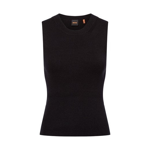 BOSS Orange Top damski - Fetullina Kobiety wiskoza czarny jednolity ze sklepu vangraaf w kategorii Bluzki damskie - zdjęcie 175190796