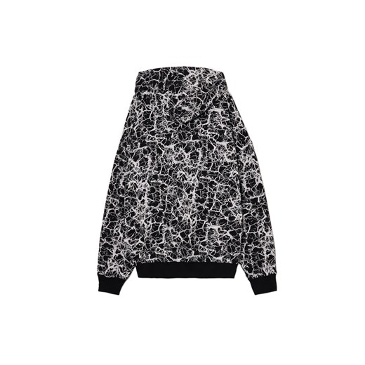 Cropp - Czarna bluza hoodie z nadrukiem all over - czarny Cropp L Cropp