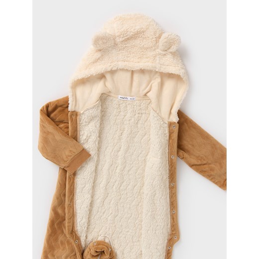 Sinsay - Pajacyk z kapturem - brązowy Sinsay 80 Sinsay